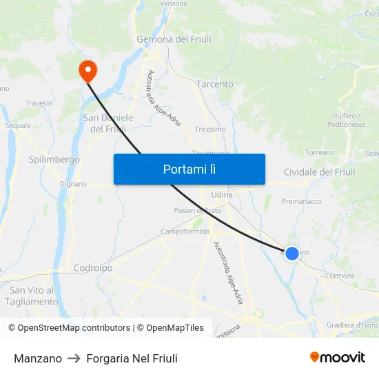 Manzano to Forgaria Nel Friuli map