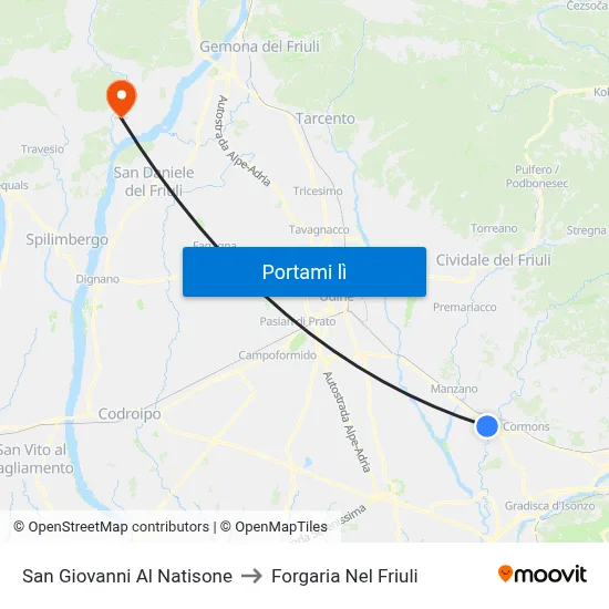 San Giovanni Al Natisone to Forgaria Nel Friuli map