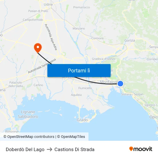 Doberdò Del Lago to Castions Di Strada map