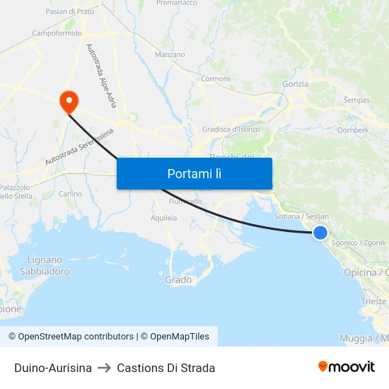 Duino-Aurisina to Castions Di Strada map