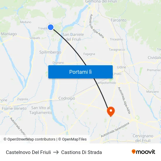 Castelnovo Del Friuli to Castions Di Strada map