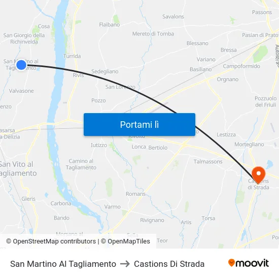 San Martino Al Tagliamento to Castions Di Strada map