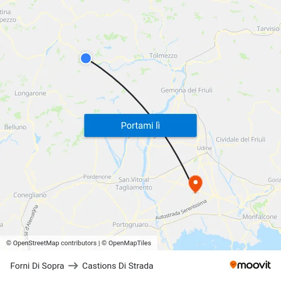 Forni Di Sopra to Castions Di Strada map