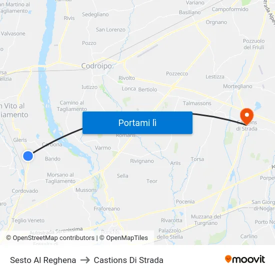 Sesto Al Reghena to Castions Di Strada map
