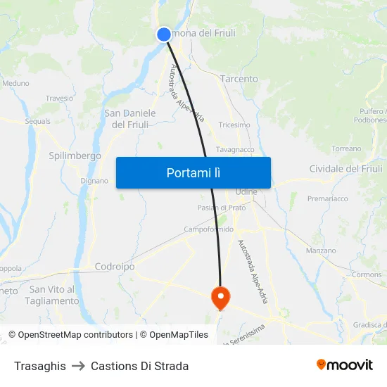 Trasaghis to Castions Di Strada map