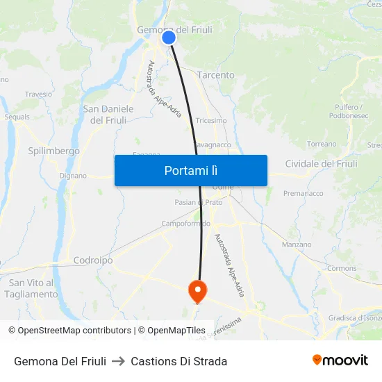 Gemona Del Friuli to Castions Di Strada map