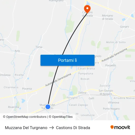 Muzzana Del Turgnano to Castions Di Strada map