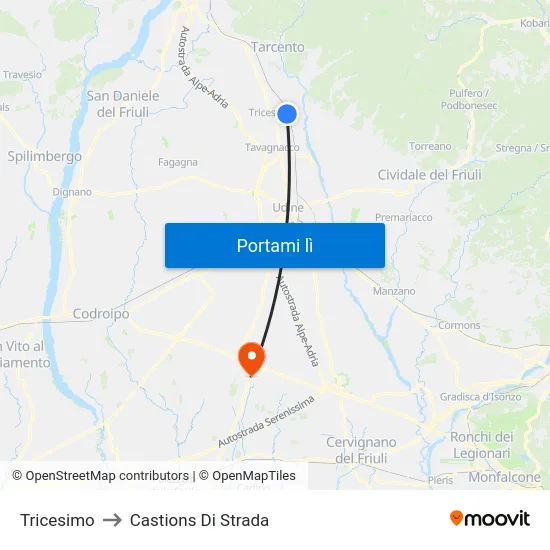 Tricesimo to Castions Di Strada map