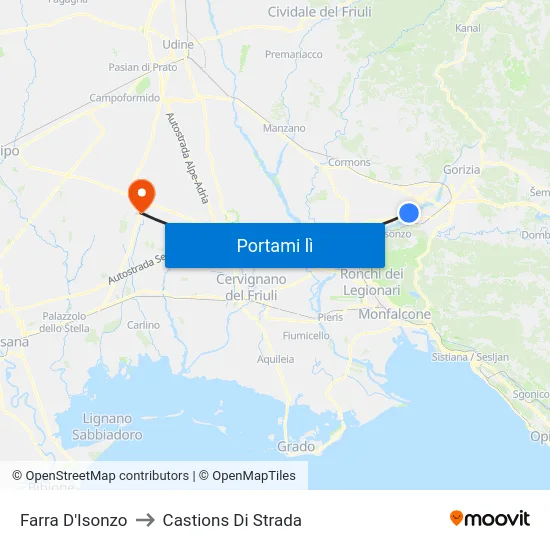Farra D'Isonzo to Castions Di Strada map