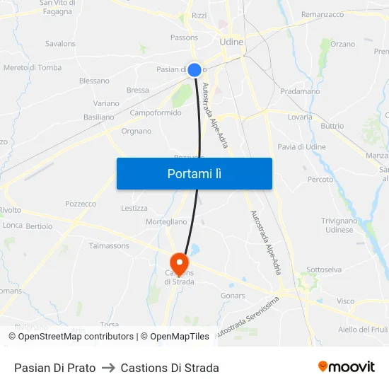 Pasian Di Prato to Castions Di Strada map
