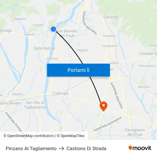 Pinzano Al Tagliamento to Castions Di Strada map