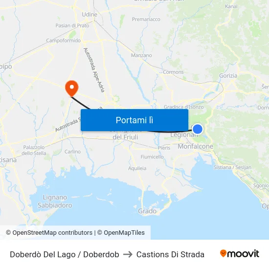 Doberdò Del Lago / Doberdob to Castions Di Strada map
