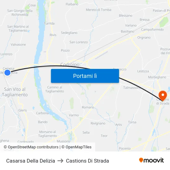 Casarsa Della Delizia to Castions Di Strada map
