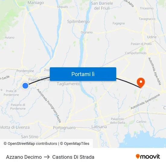Azzano Decimo to Castions Di Strada map