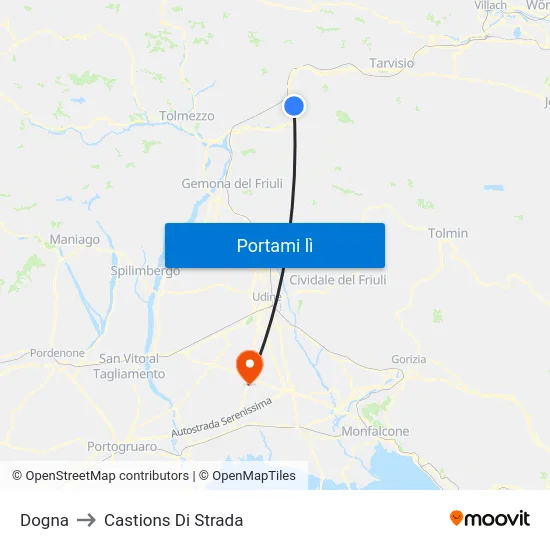 Dogna to Castions Di Strada map