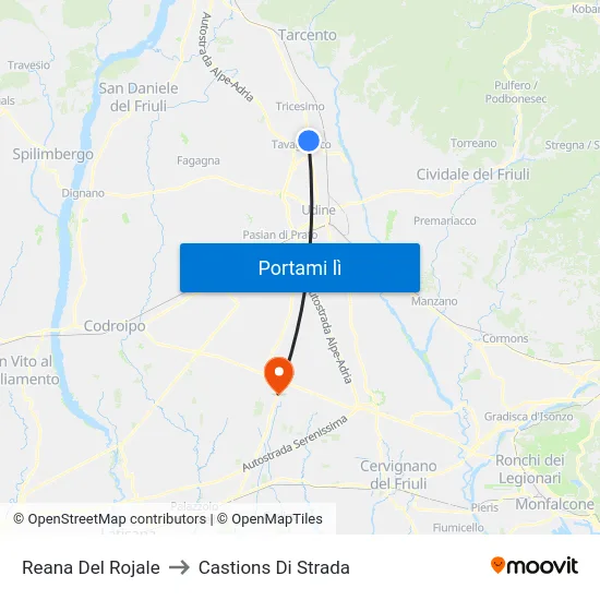 Reana Del Rojale to Castions Di Strada map