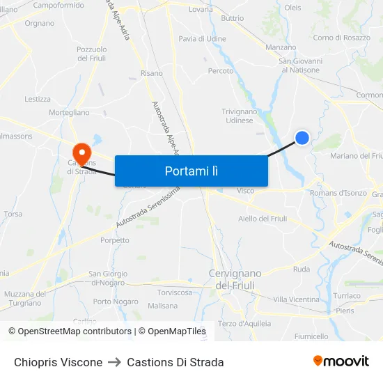 Chiopris Viscone to Castions Di Strada map