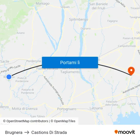 Brugnera to Castions Di Strada map