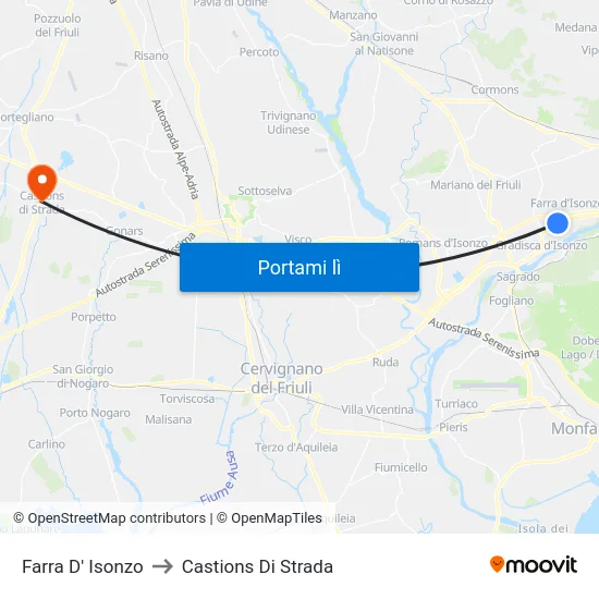 Farra D' Isonzo to Castions Di Strada map