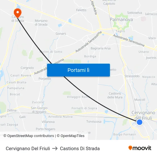 Cervignano Del Friuli to Castions Di Strada map