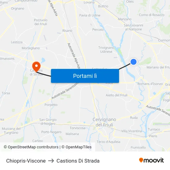 Chiopris-Viscone to Castions Di Strada map