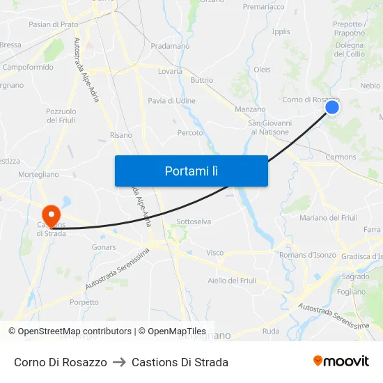 Corno Di Rosazzo to Castions Di Strada map
