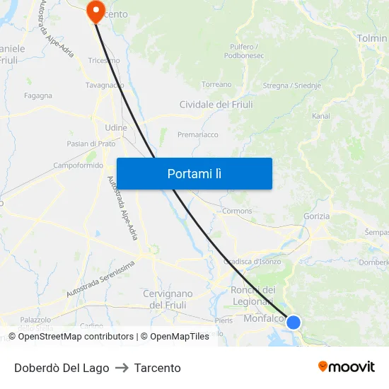 Doberdò Del Lago to Tarcento map