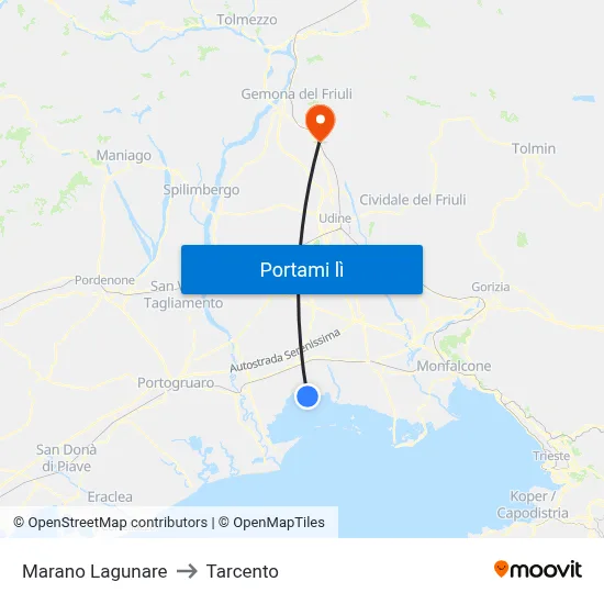 Marano Lagunare to Tarcento map
