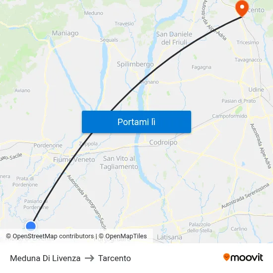 Meduna Di Livenza to Tarcento map