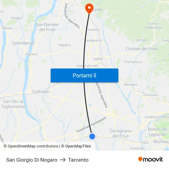 San Giorgio Di Nogaro to Tarcento map