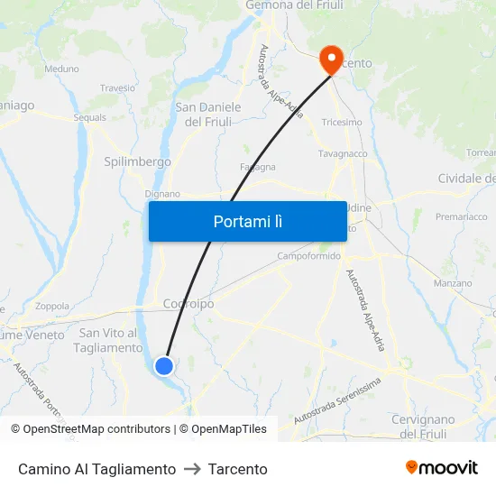 Camino Al Tagliamento to Tarcento map