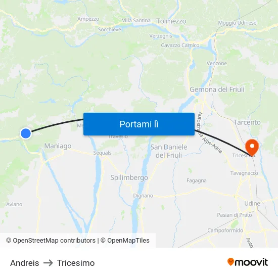 Andreis to Tricesimo map