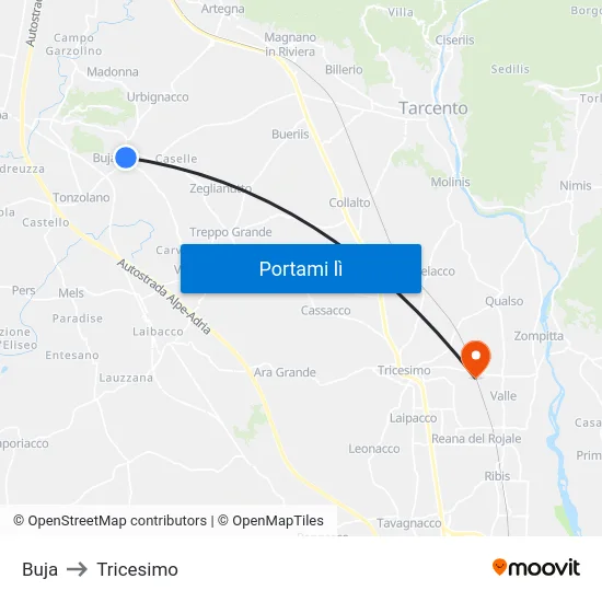 Buja to Tricesimo map