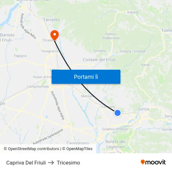 Capriva Del Friuli to Tricesimo map