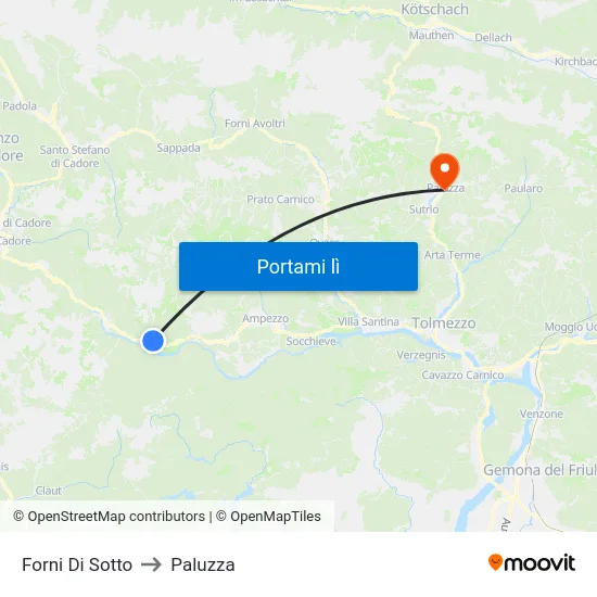 Forni Di Sotto to Paluzza map