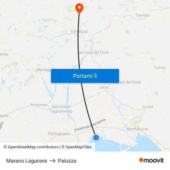Marano Lagunare to Paluzza map