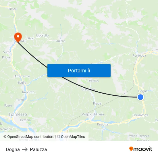 Dogna to Paluzza map
