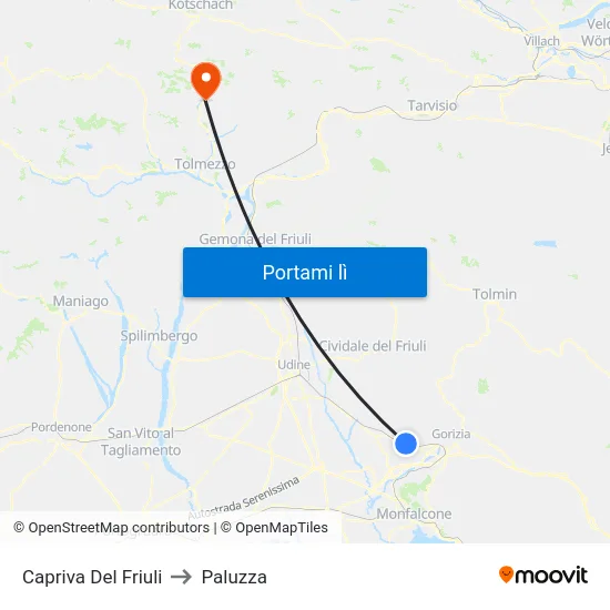Capriva Del Friuli to Paluzza map