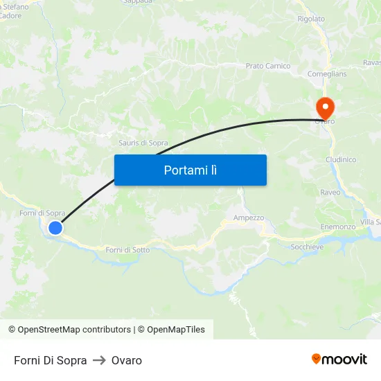 Forni Di Sopra to Ovaro map