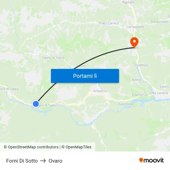 Forni Di Sotto to Ovaro map