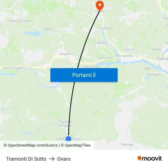 Tramonti Di Sotto to Ovaro map