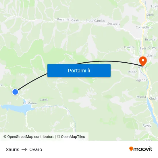 Sauris to Ovaro map