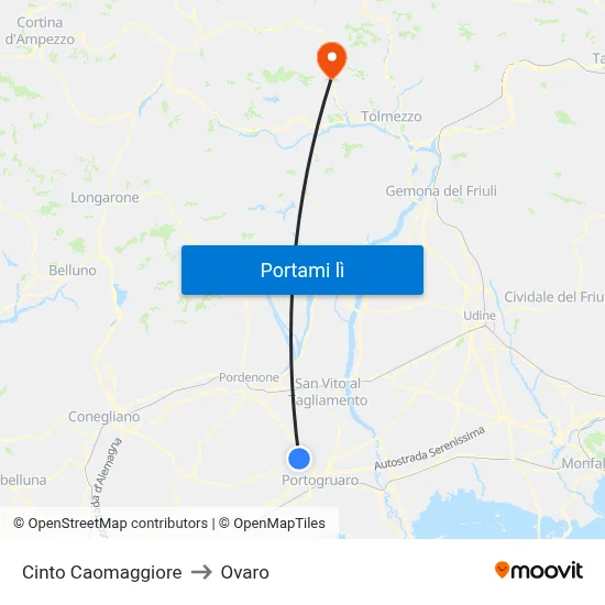 Cinto Caomaggiore to Ovaro map