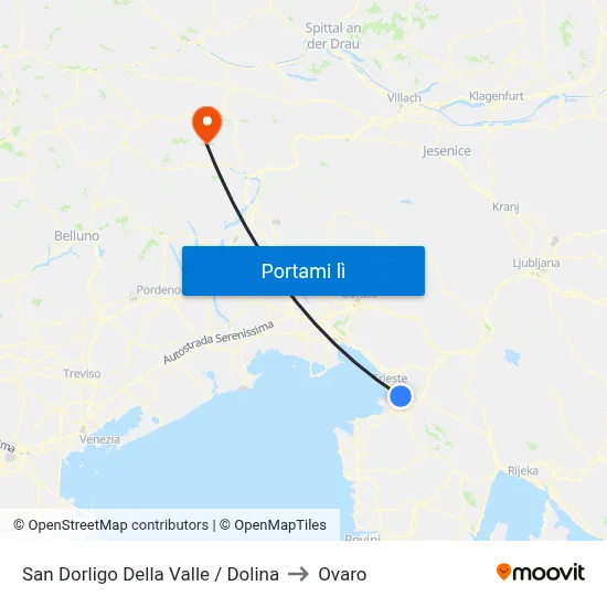 San Dorligo Della Valle / Dolina to Ovaro map