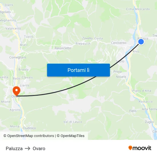 Paluzza to Ovaro map