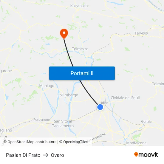 Pasian Di Prato to Ovaro map