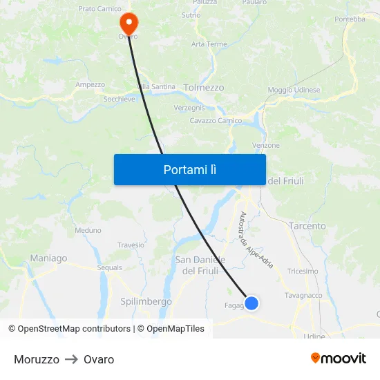 Moruzzo to Ovaro map
