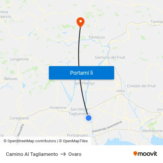 Camino Al Tagliamento to Ovaro map
