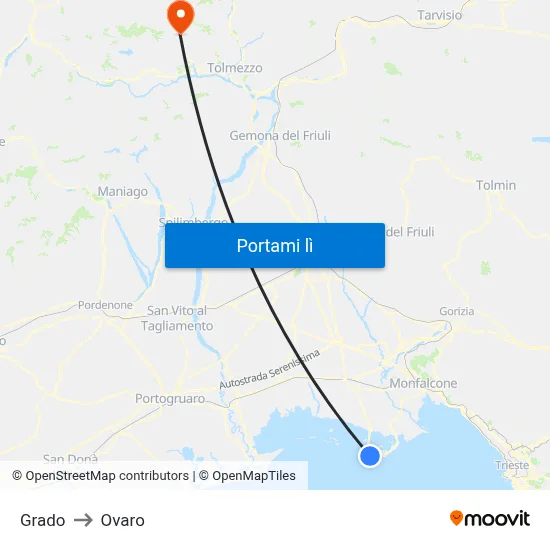Grado to Ovaro map