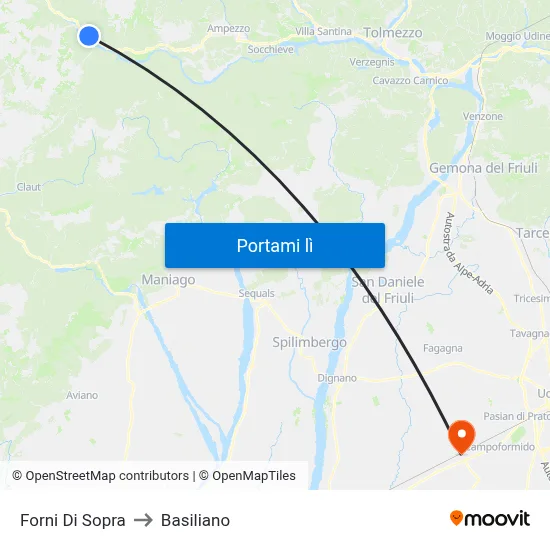 Forni Di Sopra to Basiliano map